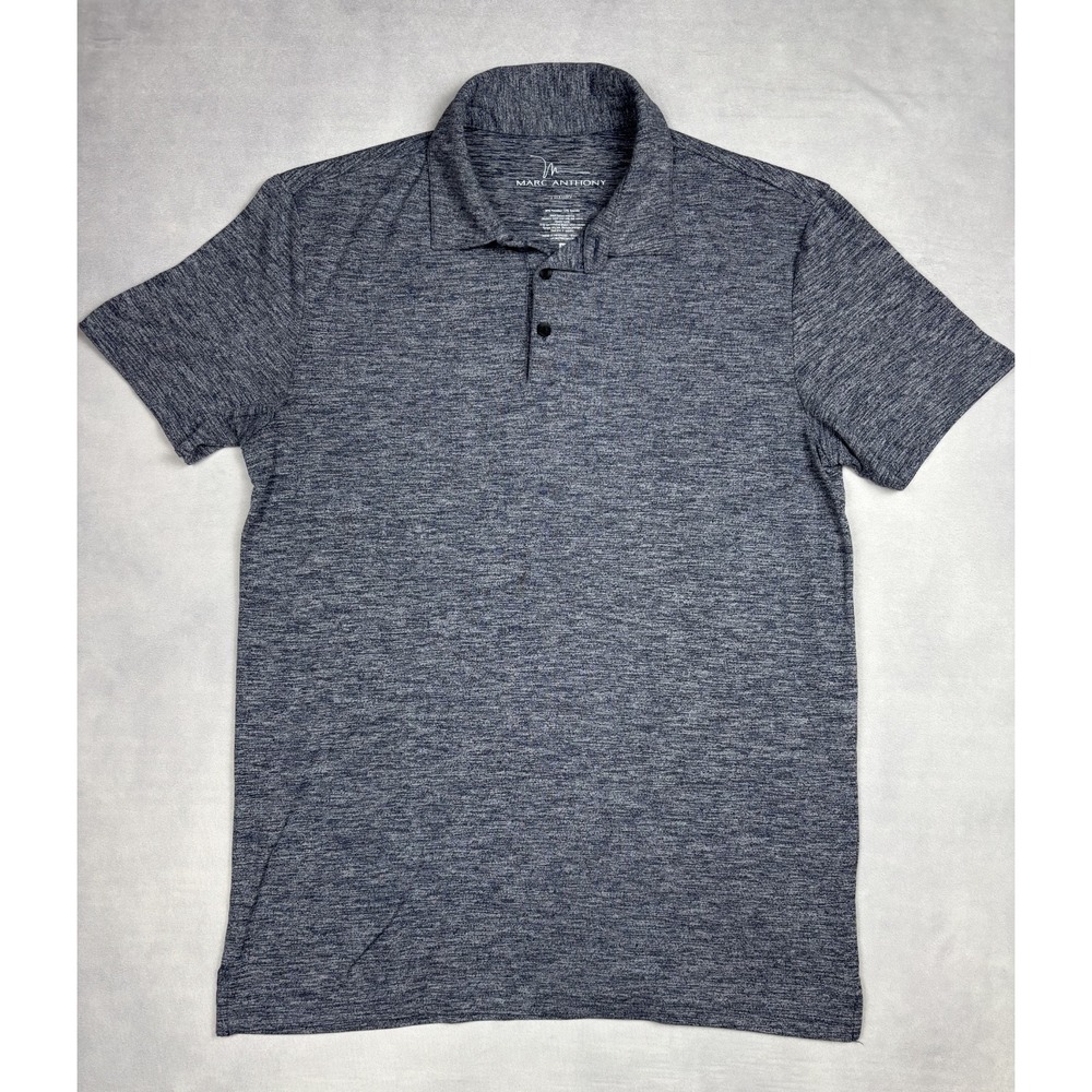 Marc Anthony Luxury Polo Mens Medium Grey Heather Stretch Technical Shirt M